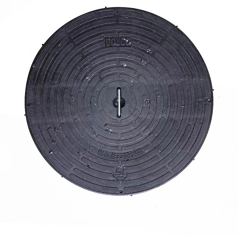 井盖 PE复合圆形井盖塑料检查井盖 黑色700 污高清大图