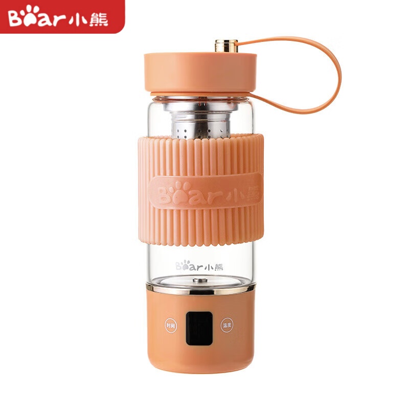 小熊电热水杯0.4L随行杯便携小巧烧水杯保温防干烧 ZDH-L04G1橘色