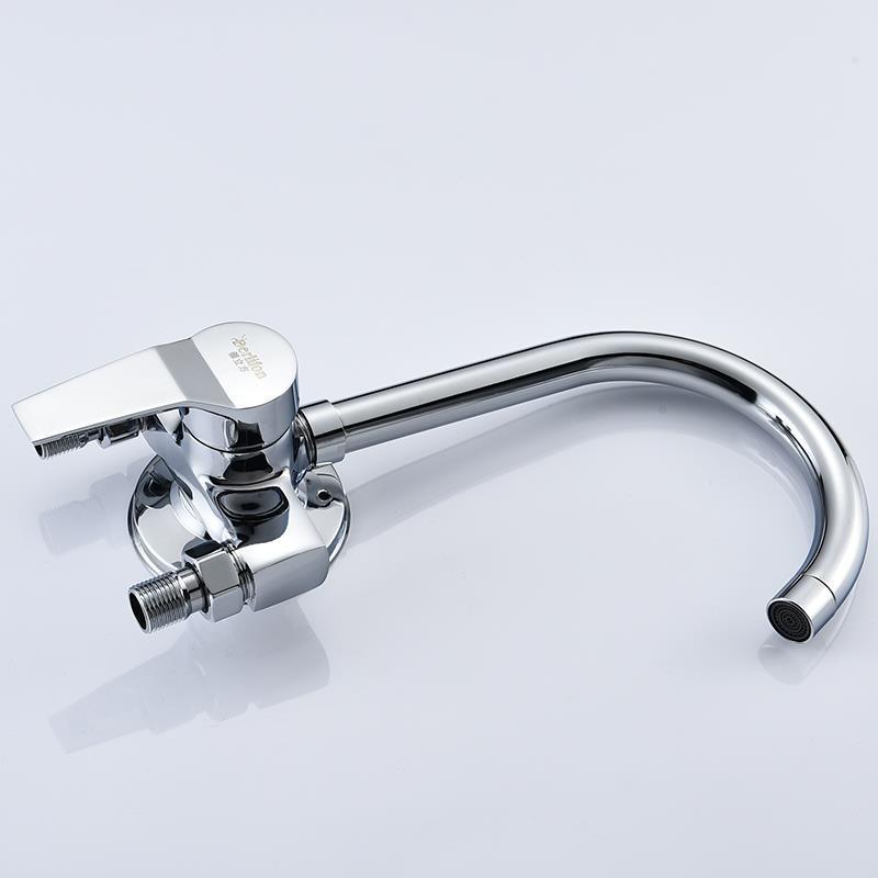 单把全铜水槽龙头双孔冷热明装厨房水龙头可度旋转洗菜盆龙头