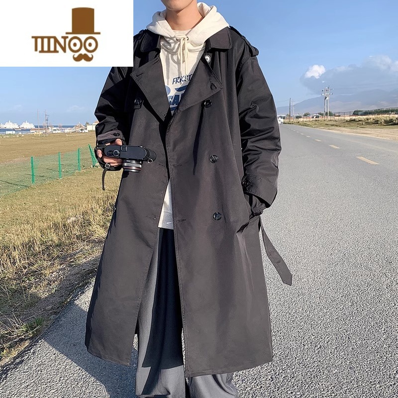 YANXU康斯坦丁风衣外套男士秋季战壕俄式大衣中长款痞帅感德系英伦高清大图