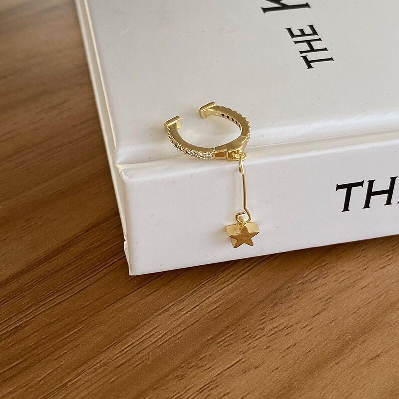 欧美高级感星星吊坠耳骨夹超仙耳廓酷个性无耳洞耳夹耳钉微镶锆石星星