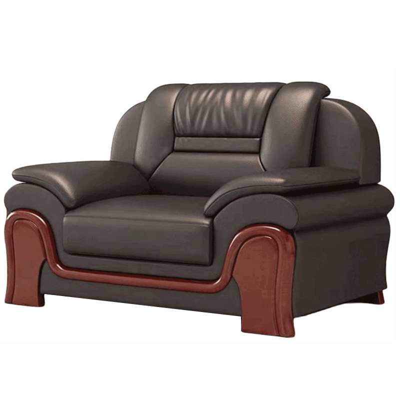 企来实木牛皮单人位沙发 1230*850*920mm 个高清大图