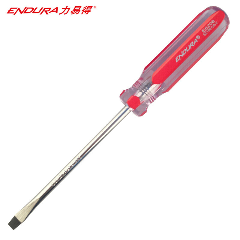 力易得（ENDURA）Cr-V彩条一字螺丝批 磁性一字螺丝刀8*200mm货号E6218（5把起订 拍少不发货 不零售）