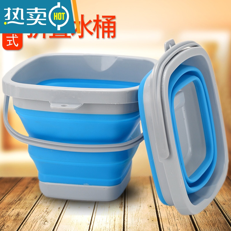 敬平折叠打水桶钓鱼桶硅胶伸缩洗车户外车载水桶旅行便携加厚渔具用品 圆形绿色10L高清大图