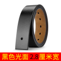 打孔带皮带男真皮不带头男士牛皮腰带带身裤腰带针扣无头带条头腰 115cm 黑色光面2.8cm宽