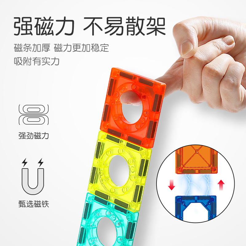 彩窗磁力片儿童益智玩具拼装轨道积木吸铁石管道男孩女孩拼图