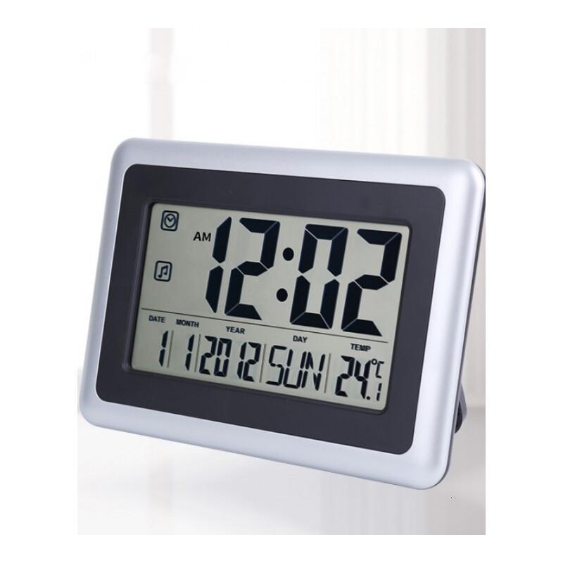 创意大屏幕电子钟表静音挂钟卧室客厅lcd现代简约带温度计大气