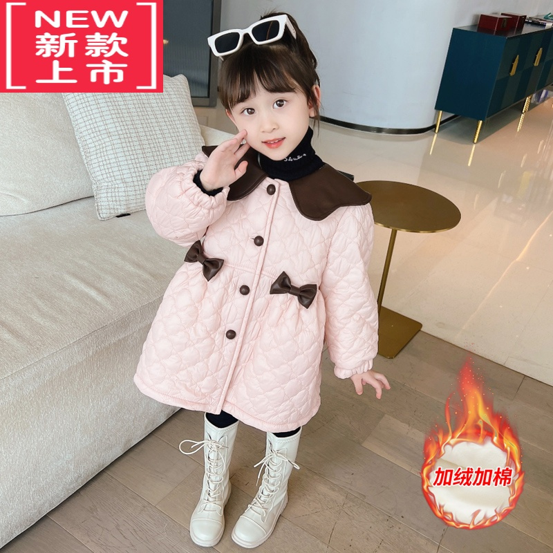 可莉允女童外套秋冬装2022新款韩系小女孩加厚加绒棉服女宝宝时髦棉袄潮