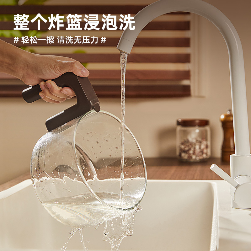 大宇(DAEWOO)空气炸锅家用多功能无油电炸不粘高硼硅玻璃沙漏空气炸锅K5奶糖白