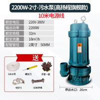 污水泵潜水泵排污抽水泵 2200瓦2寸高扬程污水泵 10米管10米线