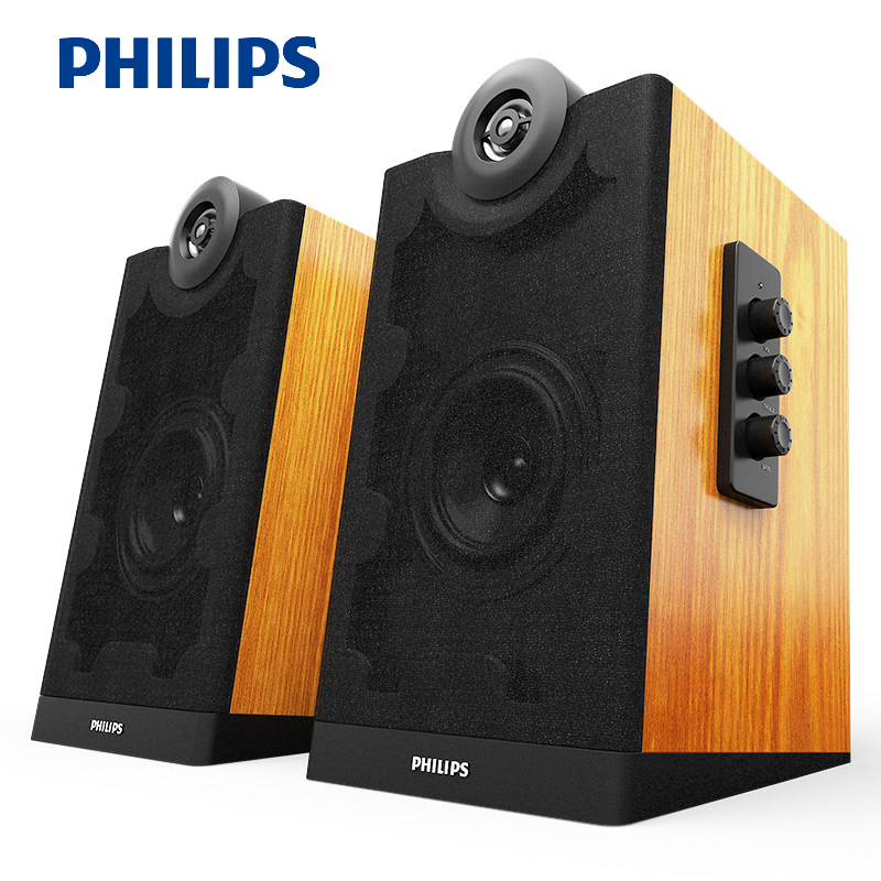 Philips/飞利浦 Hi-Fi多媒体2.0有源蓝牙音箱 台式电脑音响木质音响