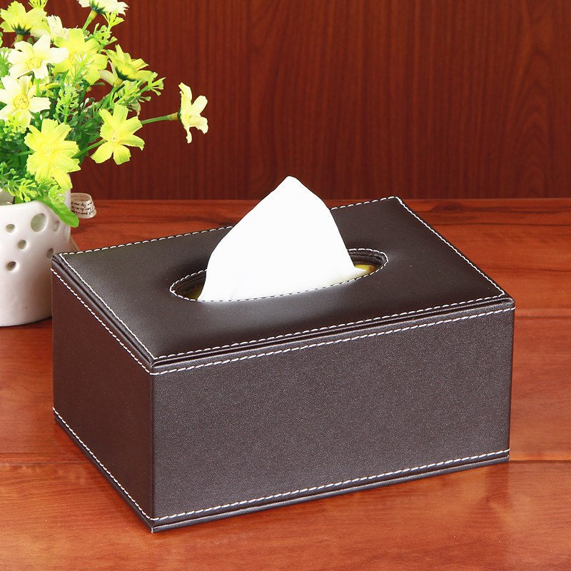 创意皮质纸巾盒时尚酒店餐厅方形抽纸盒欧式西餐厅酒楼餐巾盒子咖色