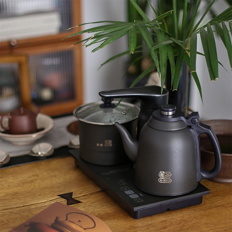 吉谷(K·KOU)自动上水电热水壶茶台烧水壶嵌入式上水茶盘茶具烧水器套装家用保温TC006火山岩高清大图