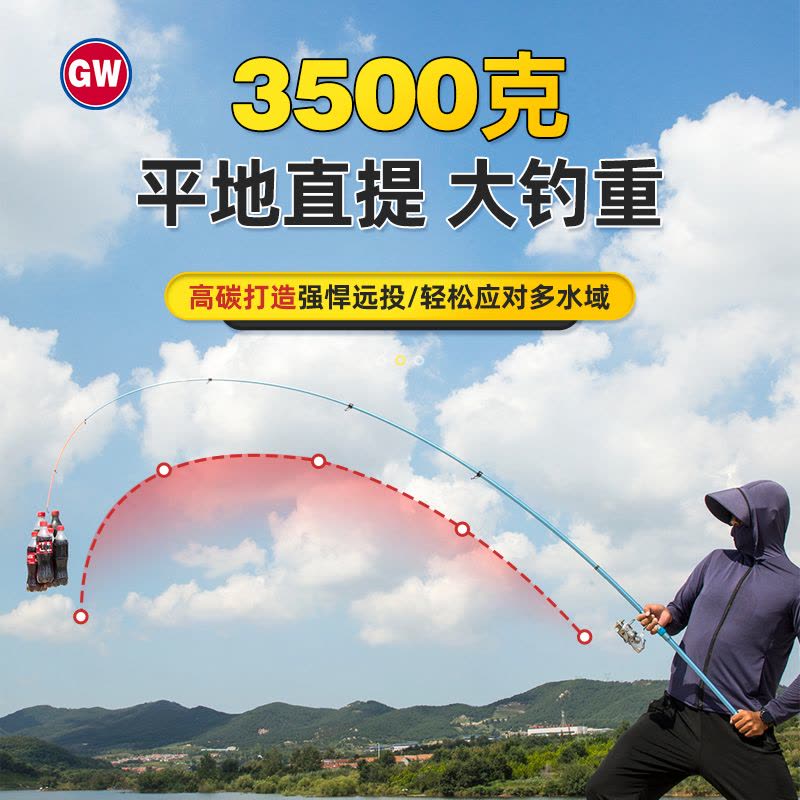 光威远投竿超硬超轻3.9 4.5 5.4米碳素长节海钓竿鱼杆滑漂海竿套装抛竿图片