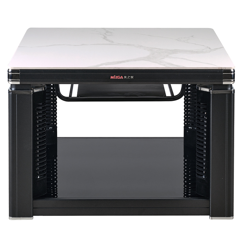 美之家电暖桌a800c白色岩板80*80cm语音升降电磁炉取暖桌电暖炉升降