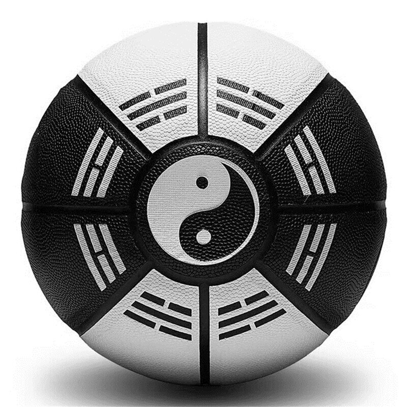 太极八卦球黑白室内室外真皮手感比赛训练标准七号个性篮球烈珺视频