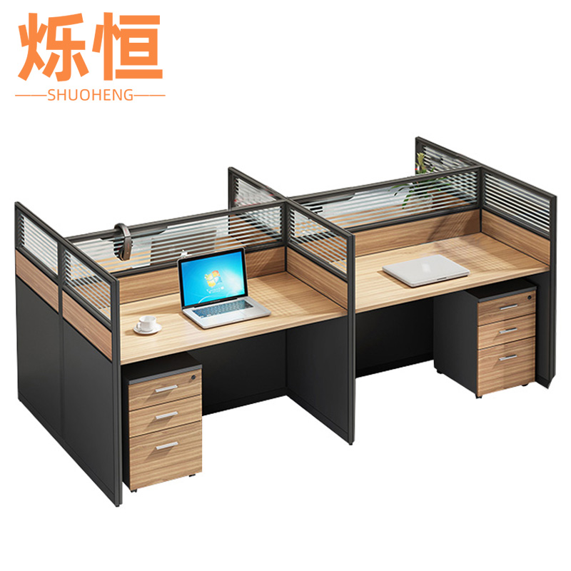 烁恒 单人办公桌含柜600*1200*1100 套高清大图