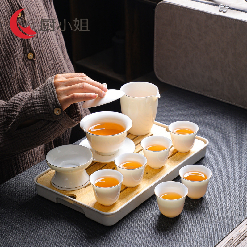 厨小姐羊脂玉陶瓷茶具套装 CXJ-1054/套(颜色请备注)