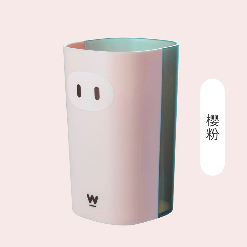 创意漱口杯家用刷牙杯情侣简约牙刷杯学生寝室可爱牙缸洗漱杯套装 三维工匠 樱粉高清大图