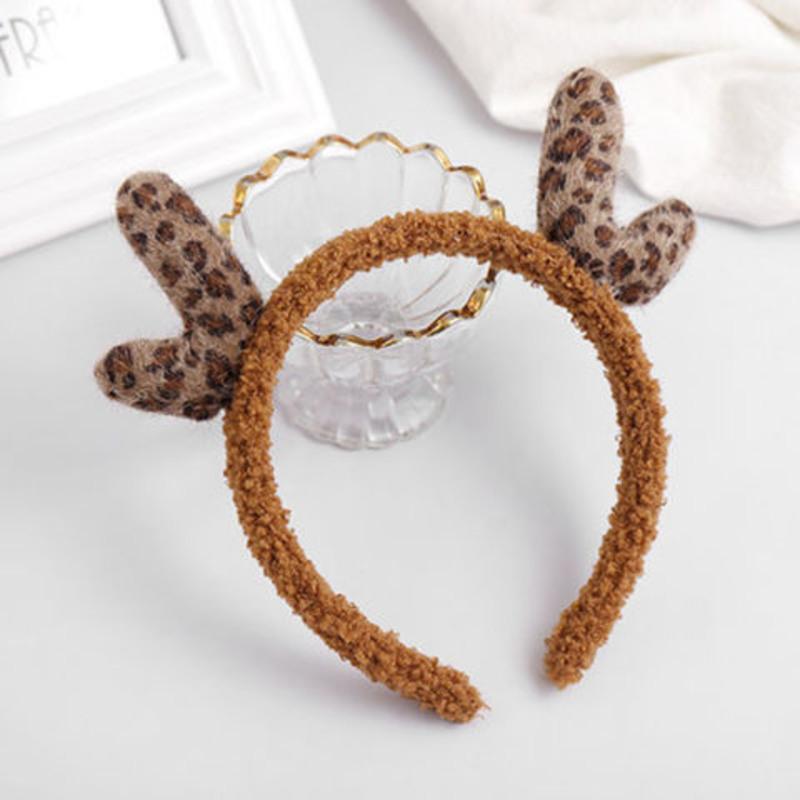 韩国可爱鹿角发箍仙女洗脸发带头饰简约网红森系发捆超仙压发发卡深棕