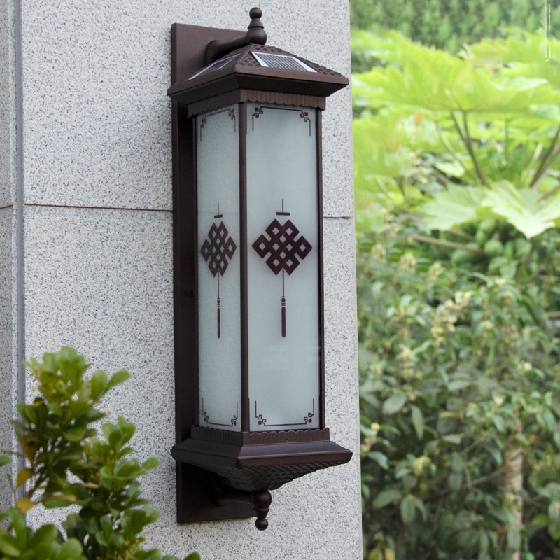 中式太阳能壁灯户外庭院灯防水室外大门别墅花园灯露台院子阳台外墙灯