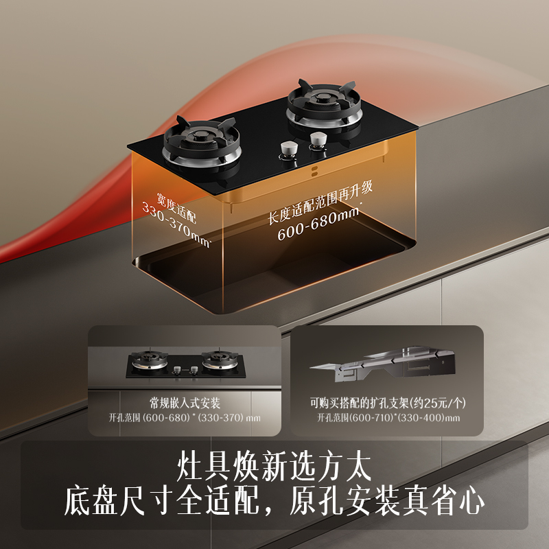 方太燃气灶TX22嵌入式家用厨房双眼灶 小尺寸面板 可调节开孔自动熄火保护燃气灶 天然气/液化气可选 5.2火力液化气高清大图
