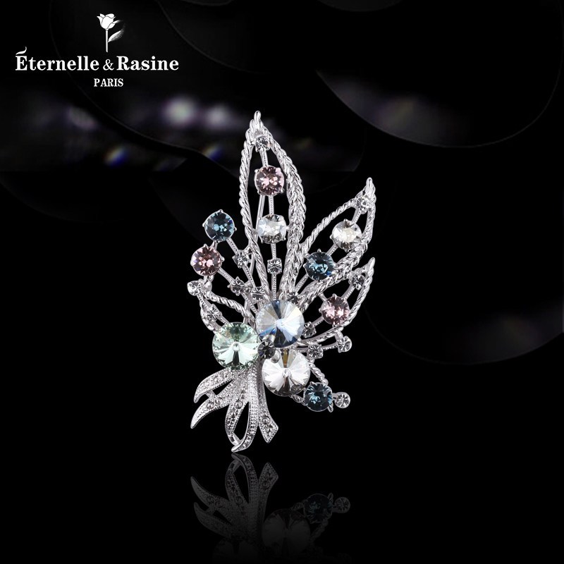 法国eternelle奥地利原产仿水晶女胸针 复古风胸花配饰别针丝巾扣