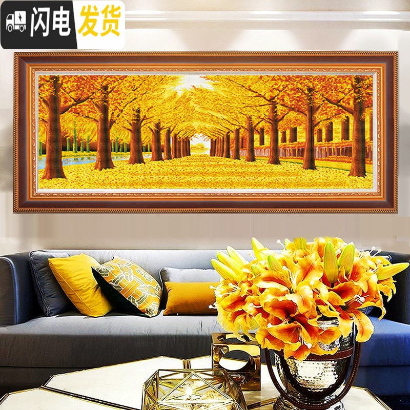 三维工匠新款5D钻石画金满地十字绣客厅满钻大幅风景点贴钻石绣2019 [满钻异形炫彩AB钻]180*67厘米[高清画布]