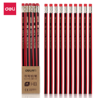 得力铅笔33158-HB铅笔10支带橡皮头文具用品