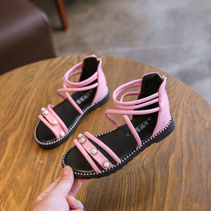 夏季韩版童鞋女童罗马凉鞋高帮儿童沙滩鞋平底学生小公主宝宝鞋子