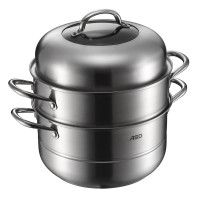 爱仕达蒸锅304不锈钢2层蒸笼加厚复底28cm电磁炉通用JX1528K