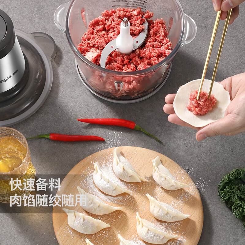 龙的(longde)绞肉机 2L家用双档电动多功能料理绞馅机 包饺子绞肉馅蒜蓉机 LD-KM206高清大图