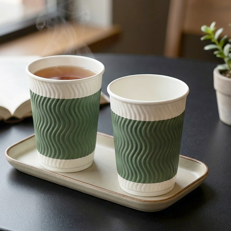 山之只 绿色瓦楞杯 不含盖300ml 个高清大图