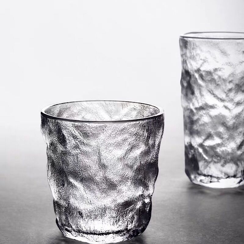 苏宁宜品 冰川玻璃杯家用日式水杯男早餐杯ins风啤酒杯子果汁咖啡杯泡茶杯