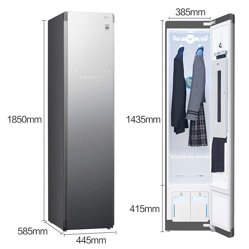 韩国原装进口 LG S5MB 镜面款 智能蒸汽衣物护理机 干洗除皱除菌烘干 除湿机 西裤塑形 嵌入式衣柜高清大图