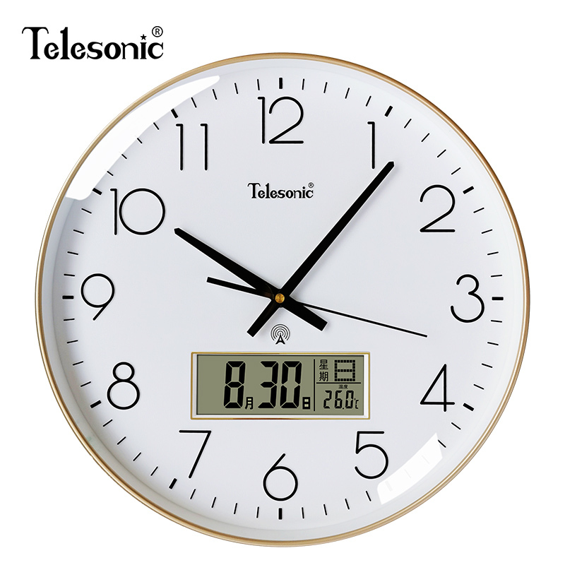 天王星(Telesonic) 电波钟挂钟客厅家用时尚大气挂表时尚北欧艺术轻奢时钟表创意挂表壁钟