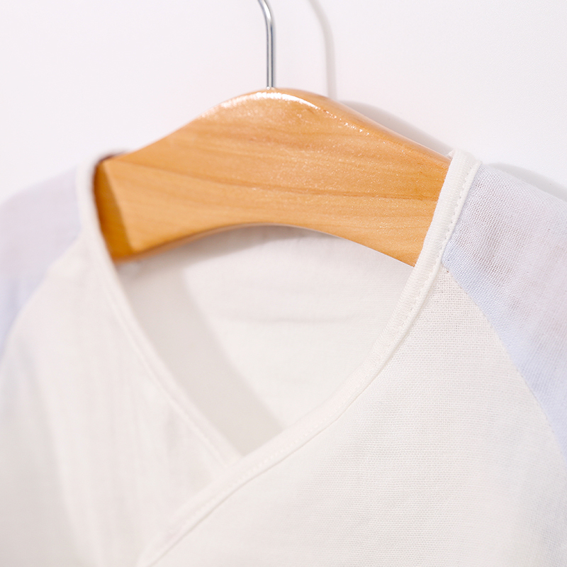 依尔婴婴儿纱布衣服夏季长袖薄款宝宝夏装空调服初新生儿绑带和尚服套装TZ1826