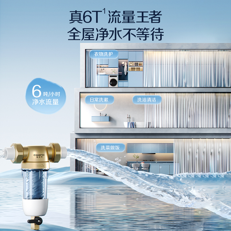 AO史密斯佳尼特家用前置过滤器CPF-H1 全屋自来水过滤净水器 双面膜刮冲洗6t每小时小海参H1系列