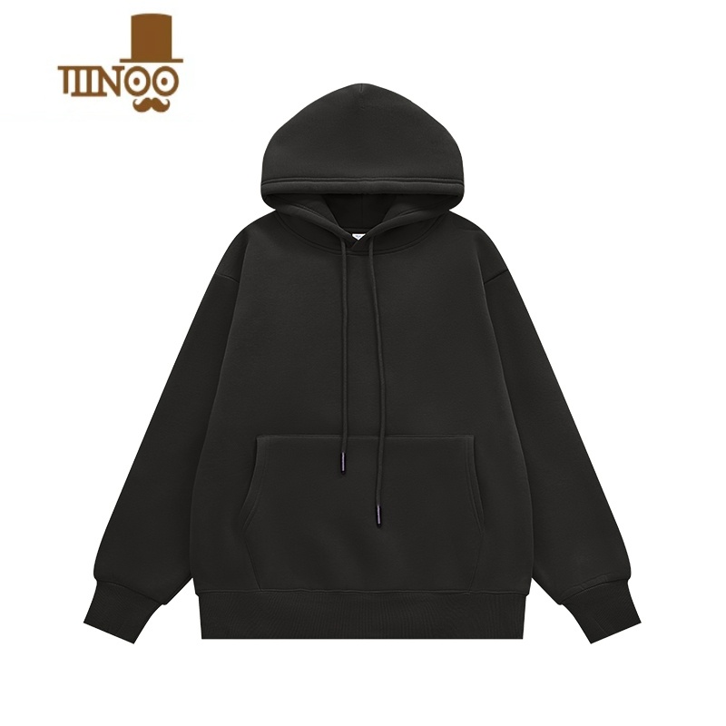 YANXU2023新款美式纯色卫衣时尚潮牌情侣加绒套头连帽长袖上衣男女高清大图