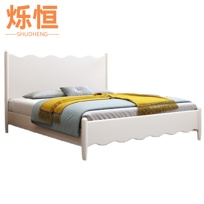 烁恒实木床白色高清大图