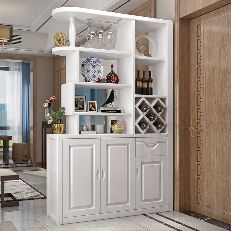 青木川 实木酒柜鞋柜一体靠墙小户型双面客厅餐厅隔厅柜1.2米家用小户型进门入户玄关隔断屏风柜门厅柜简约现代高清大图