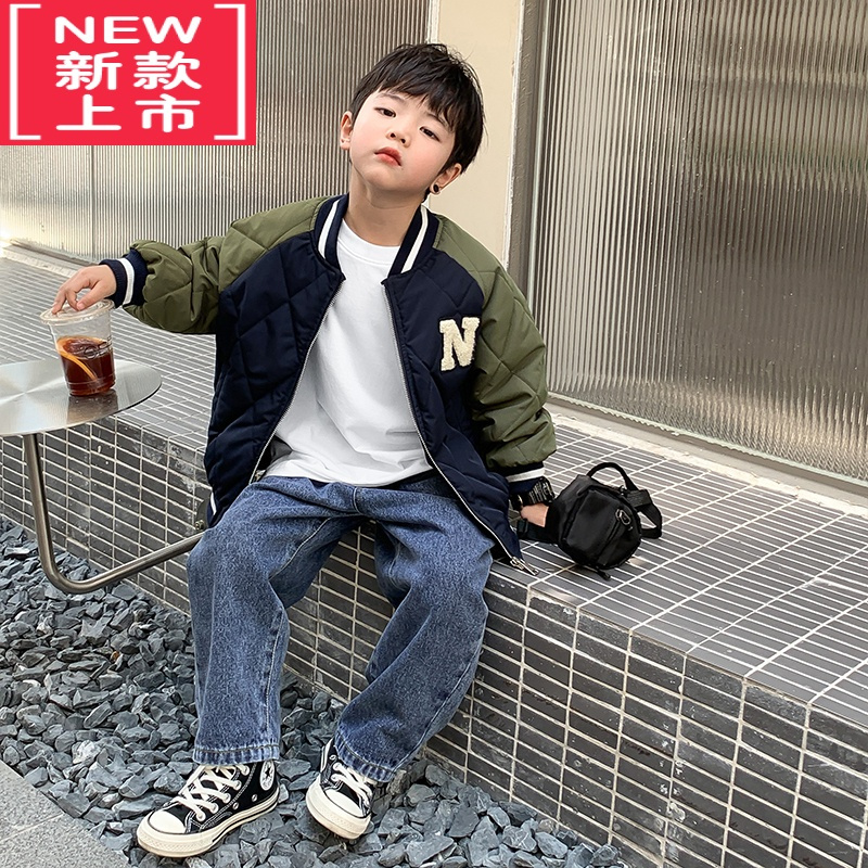 可莉允韩范童装男童2022新款外套儿童棒球服宝宝棉服男孩秋装夹克
