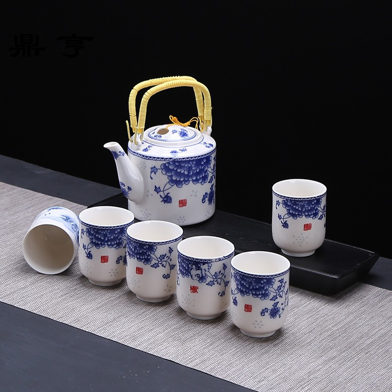 鼎亨晨希脸谱桥壶家用酒店餐厅提梁茶壶大水壶陶瓷日式茶具套装简