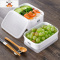 敬平家用带盖透明塑料保鲜碗微波炉饭盒便当盒冰箱食品水果密封收纳盒保鲜盒
