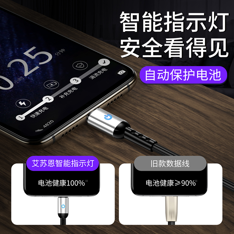 邻家-Type-C 5A第五代带灯-黑色1.2米数据线不伤机 真金快充 低温快充 10倍耐用 低温快充 真金插头(1)