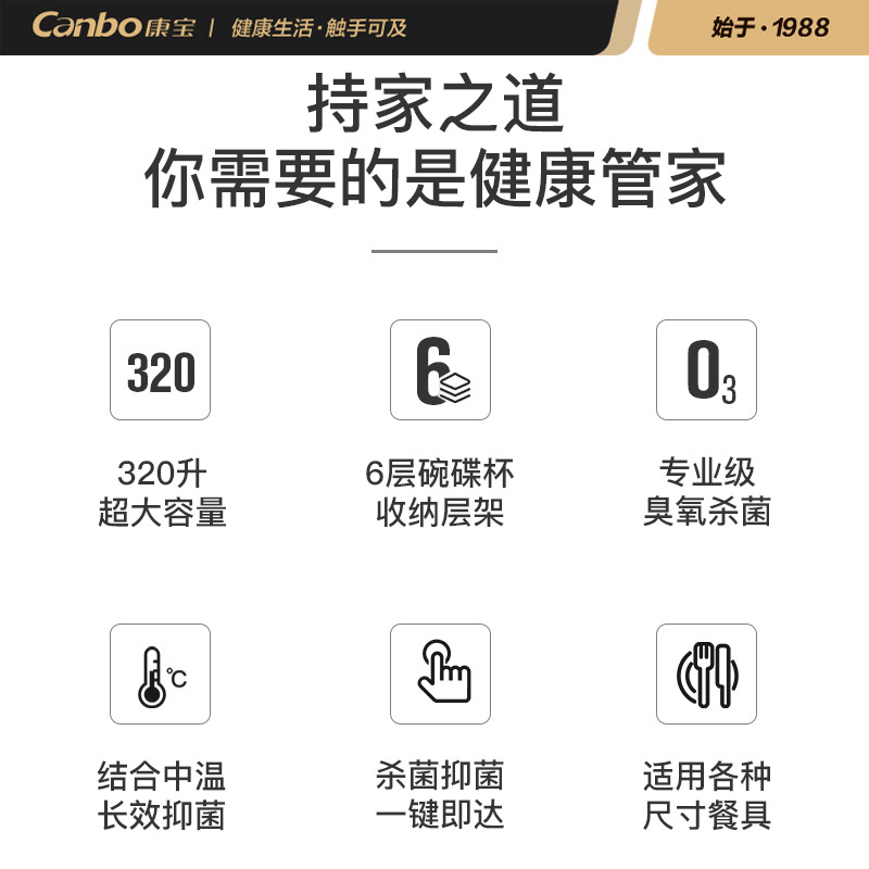 康宝(Canbo)ZTP380X-K8消毒碗柜商用餐厅饭店消毒碗柜碗筷烘干立式大容量保洁柜高清大图