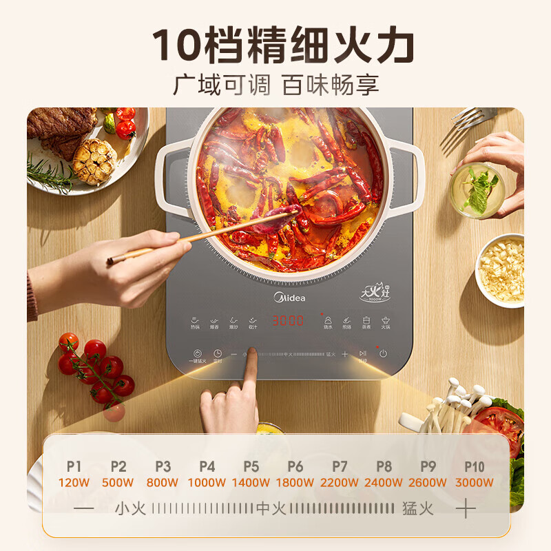 美的电磁炉 MC-E30BD51 10档火力IH炒灶高清大图