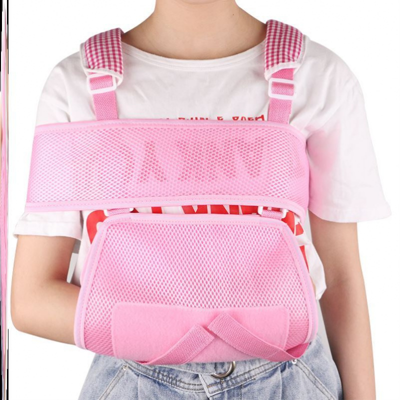 悬吊带三角巾骨折康复器材网状专用支具受伤肱骨锻炼带舒适肩托粉色s