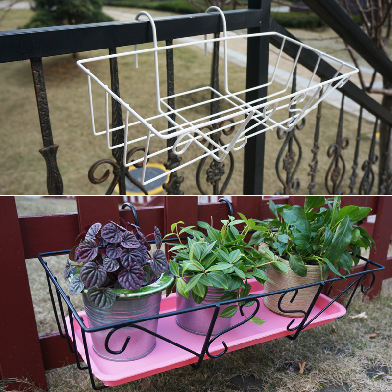 320黑架大阳台挂式花盆架子铁艺栏杆窗户置物架壁挂种花菜盆栽花架