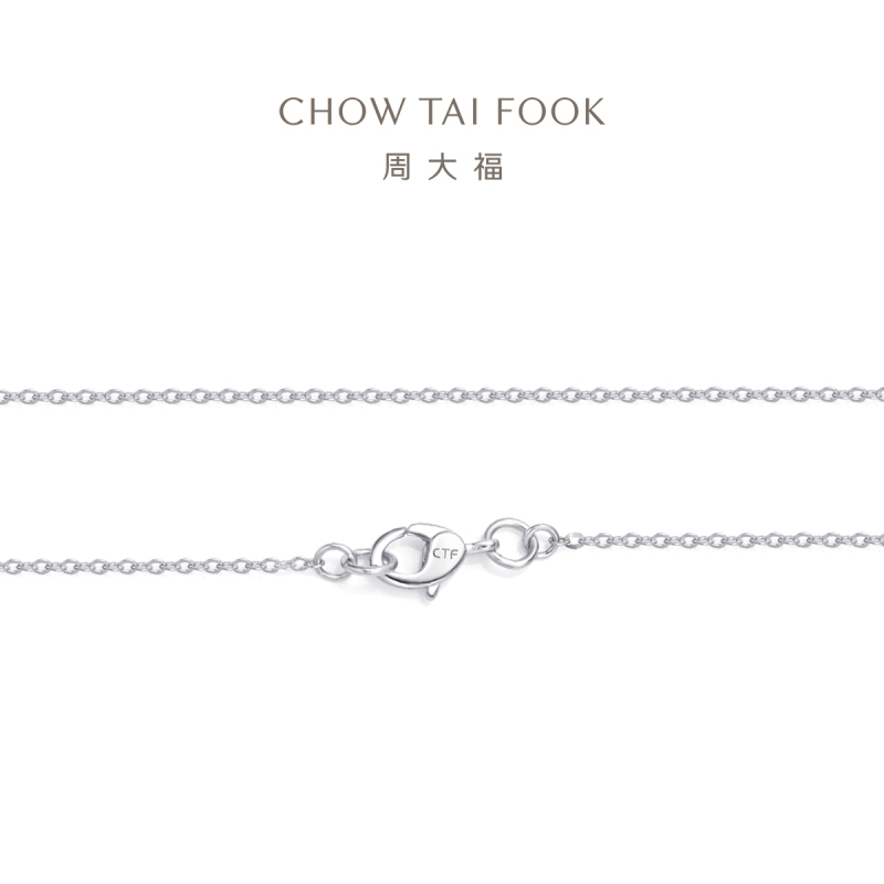 周大福 小版简约O字铂金项链素链PT162206精品 七夕礼物